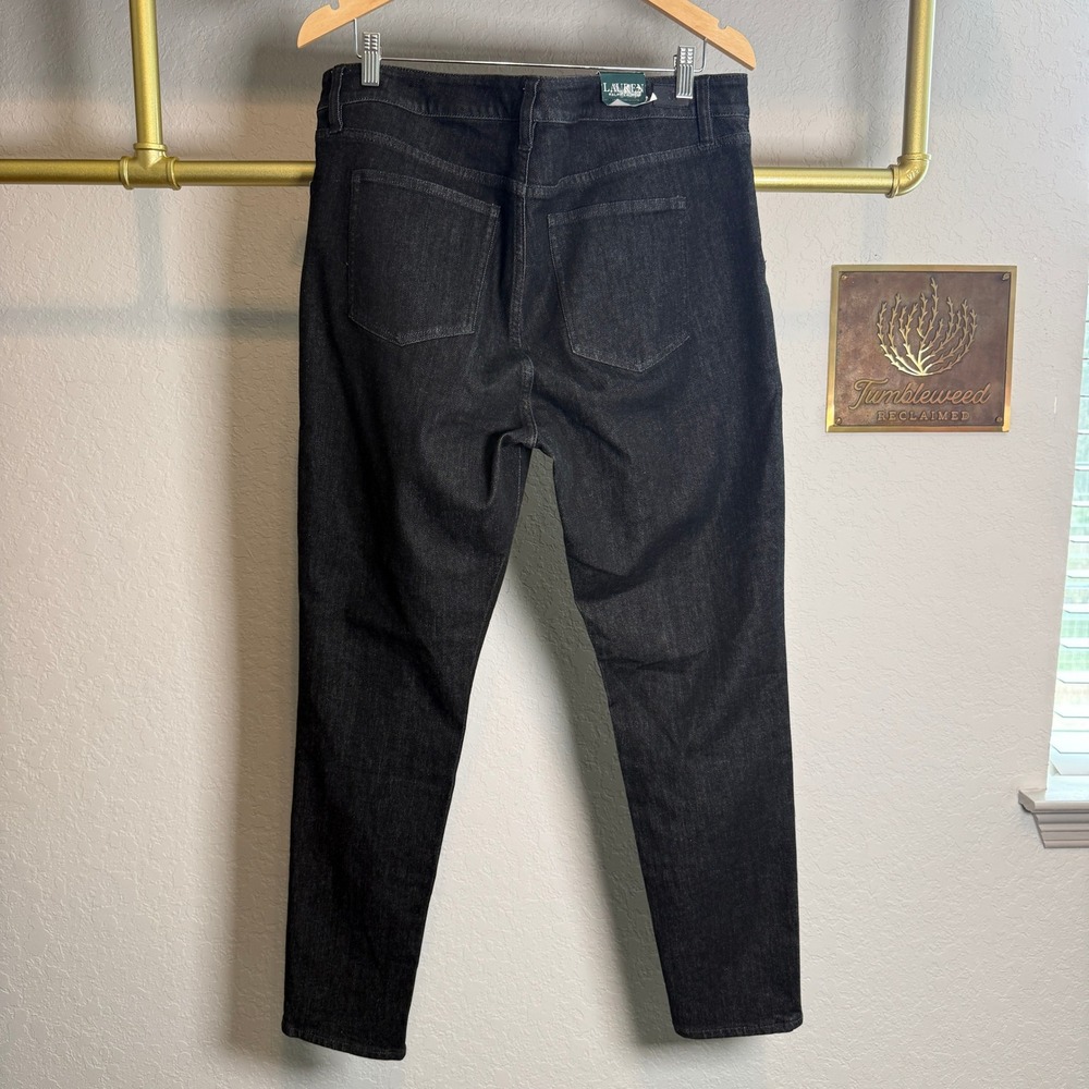 Lauren Ralph Lauren Premier Skinny Slimming Black Floral Embroidered Jeans 16 - Picture 11 of 12